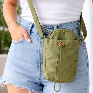 Adrienne Vittadini Olive Green Nylon Mini Crossbody Bag